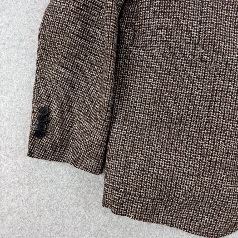 Banana Republic Blazer Mens 44R Brown Check Linen Cotton Tweed Sport Coat Jacket